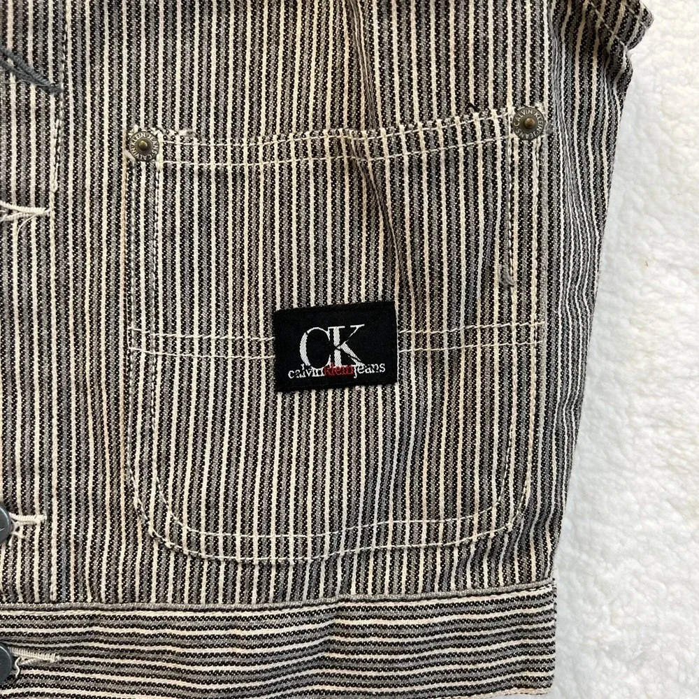 Calvin Klein Jeans Pinstripe Denim Vest Women's Size M‎ Trucker Style Sleeveless - Picture 6 of 12